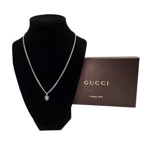 GUCCI Sterling Silver Tiger Head Pendant Necklace Firenze‎ 1921